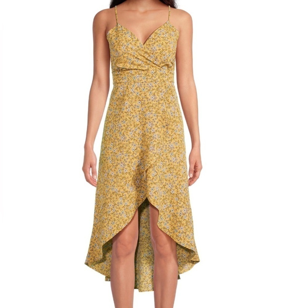 No Boundaries Dress Sundress Floral Print Dress Gold Juniors XXL 19